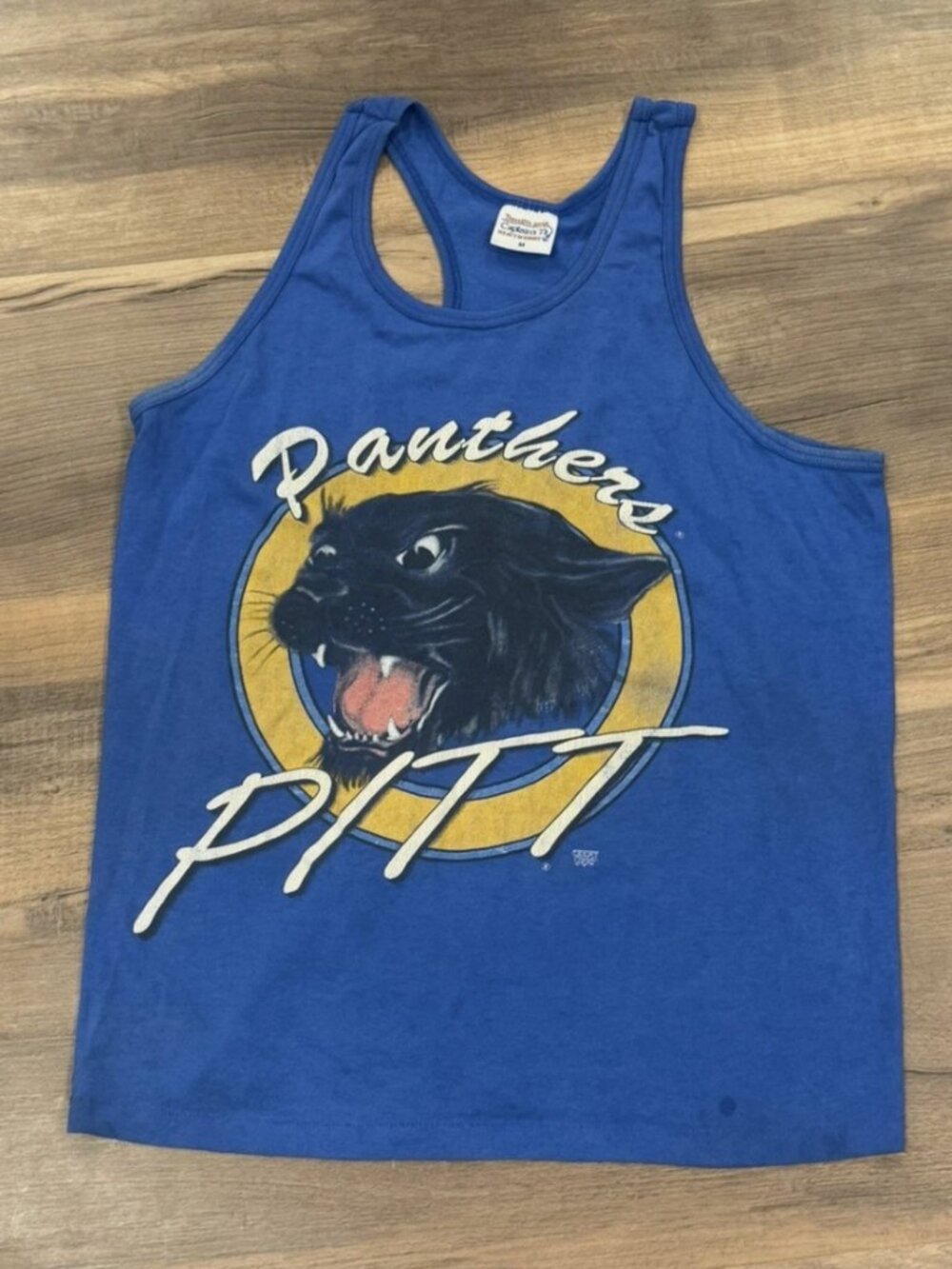 Vintage University Of Pittsburgh Panthers NCAA tank top Shirt Blue size medium